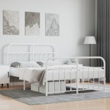 Gossi cadru de pat metalic cu tablie, alb, 135x190 cm