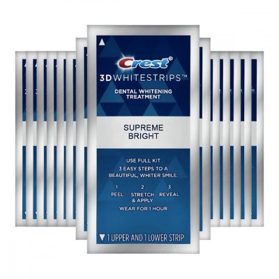 Benzi Crest 3D White Whitestrips Supreme Bright, 14 plicuri, 16% concentratie, solutie albirea dinti foto