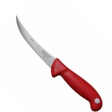Cumpara ieftin Cutit pentru transare rosu 29 cm, lama curbata 15 cm, grosime 1-2 mm, otel inoxidabil, maner ergonomic cu protectie, pentru carne si peste