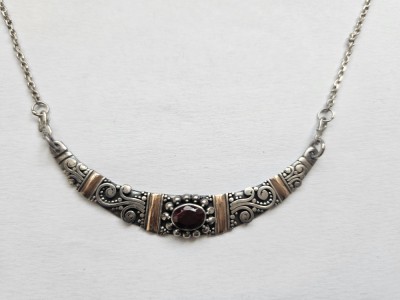 Colier din argint cu granat #3030 foto