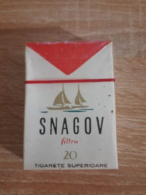 Pachet plin cu tigari SNAGOV cartonat Romania anii 1970 foto