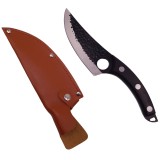 Cumpara ieftin Cutit Japonez IdeallStore, Otel Inoxidabil, 27.5cm, Negru, Teaca Piele, Vanatoare, Drumetie