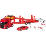 Camion die-cast transportor de masini scania v8, scara 1 la 60-64, lungime 29 cm, Goki