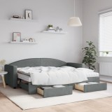 Cumpara ieftin Pat de zi cu extensie și sertare, gri &icirc;nchis, 80x200 cm textil
