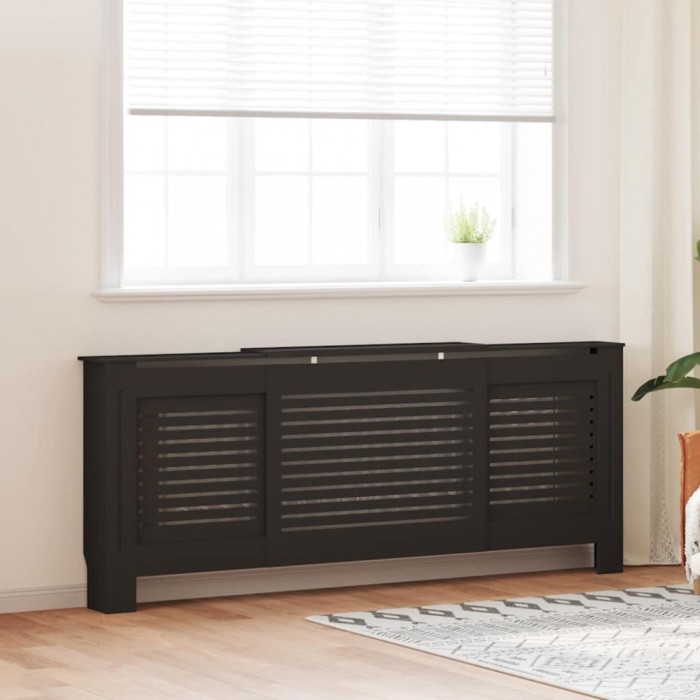 vidaXL Mască pentru calorifer, negru, 205 cm, MDF 325552