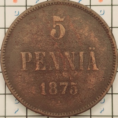 Finlanda 5 pennia 1975 - Aleksandr II - km 4 - A009 foto