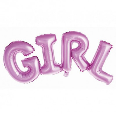 Balon folie inscriptie GIRL pentru petreceri, roz 73 cm foto