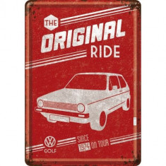 Placa metalica - VW Golf - The Original Ride - 10x14 cm foto