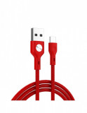 Cablu USB micro USB CD Leather Golf GC-60m ROSU