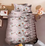 Cumpara ieftin Lenjerie De Pat 3D - Kiki Xu010, Bumbac, 4 Piese, Fara Elastic, Imprimeu