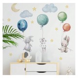 Cumpara ieftin Sticker Perete Autocolant Iepurasi cu Baloane 90x30cm - 95590