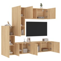 vidaXL Unități TV de perete, 5 piese, stejar sonoma, lemn prelucrat 3216491