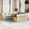 VidaXL Set canapele grădină perne 11 piese bej, poliratan/lemn acacia 3327761