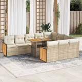 VidaXL Set canapele grădină perne 11 piese bej, poliratan/lemn acacia 3327761