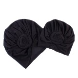 Set turbane mama-copil cu pampoane, negru