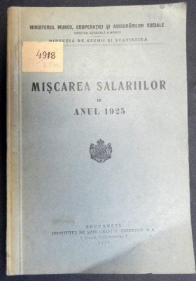MISCAREA SALARIILOR IN ANUL 1925-BUC. 1926 foto