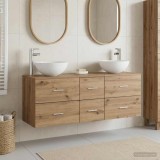 Cumpara ieftin Set dulap baie 3 buc. Stejar Artizanal 129 x 41 x 80 cm