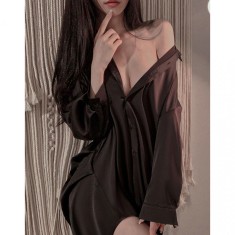 Rochie Tip Camasa, Negru, S