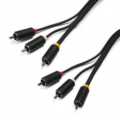 Cablu audio-video serioux 3 porturi rca tata - 3 porturi rca tata conductori 99.99% cupru foto