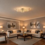 Lustra LED cu telecomanda SUKING, 3 surse, 3000K/4000K/6000K, 120W, Metal si Acrilic, Negru