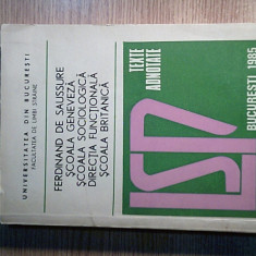 Ferdinand de Saussure. Scoala geneveza. Scoala sociologica. Directia functionala