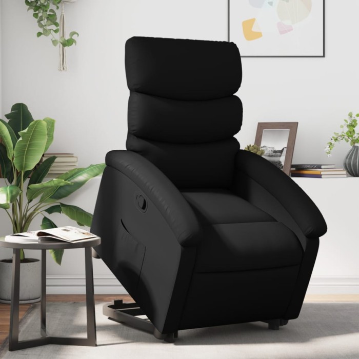 vidaXL Fotoliu rabatabil cu ridicare, negru, piele ecologică 3204040