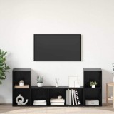 Set dulap TV 3 pcs Negru 107 x 35 x 37 cm Lemn compozit