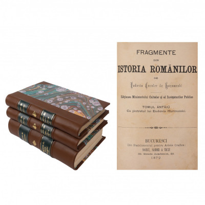 Eudoxiu Hurmuzaki - Fragmente din istoria romanilor Eminescu Slavici - 3 vol. foto