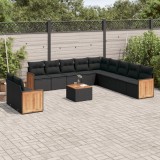 Gossi set canapele de gradina, 12 piese, cu perne, negru, poliratan