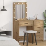 vidaXL Masa de toaletă cu lumini LED, stejar artizanal, 50x41x135 cm