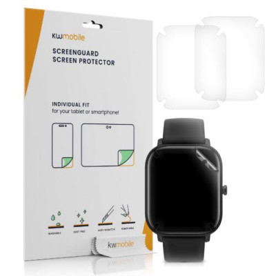 Set 3 Folii protectie pentru Xiaomi Amazfit GTS 2 Mini, Kwmobile, Polimer, Transparent, 56691.1 foto