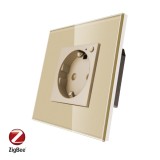 Cumpara ieftin Priza inteligenta Zigbee Luxion cu monitorizare consum si rama din sticla aurie