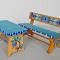 Set mobilier de papusi din lemn pictat manual, jucarii miniaturi vintage anii 70