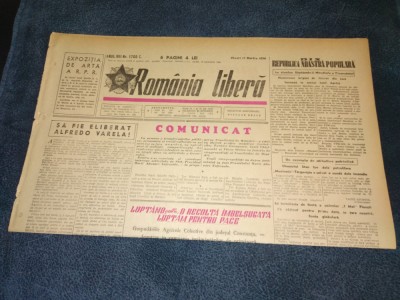 ZIARUL ROMANIA LIBERA 17 MARTIE 1950 foto