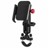 Suport Telefon Motocicletă, Rotire 360&deg;, Aluminiu, Prindere Ghidon
