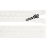 Fermoar detasabil din plastic cu glisor decorativ, lungime 80 cm, Alb