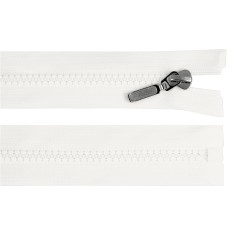 Fermoar detasabil din plastic cu glisor decorativ, lungime 50 cm, Alb