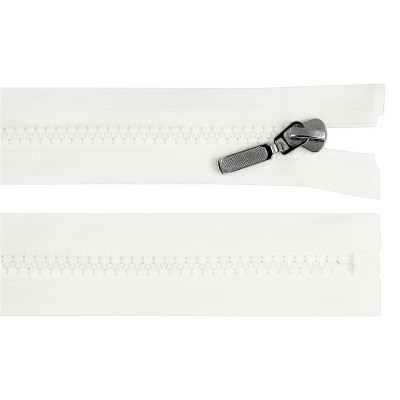 Fermoar detasabil din plastic cu glisor decorativ, lungime 60 cm, Alb foto