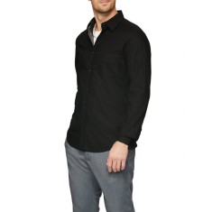 Camasa barbati cu maneca lunga din amestec de bumbac si elastan, croiala Slim fit, Negru, 2XL