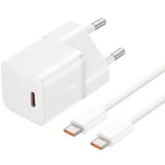 Incarcator retea Baseus GaN5 Pro, Quick Charge 20W, 1 x USB Type-C, include Cablu USB Type-C la USB Type-C 100W 1m, alb