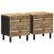 Gossi noptiere, 2 buc., negru, 40x33,5x46 cm, lemn masiv mango brut