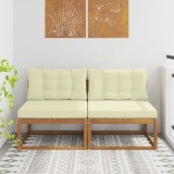 vidaXL Canapea Medie Lemn Acacia Natural Exterior Perne Set 2 Bucati