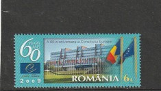 ROMANIA 2009 LP 1833 A 60-A ANIVERSARE A CONSILIULUI EUROPEI MNH NESTAMPILAT