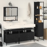 VidaXL Set de Mobilier pentru Baie 4 Piese - Negru Stejar, Fabricat din Lemn Compus