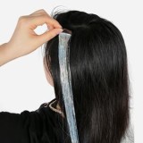Extensie de par suvita, Clip-in, 51 cm, Argintie Holografica, Par Drept, CMCLASS