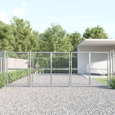 vidaXL Poartă de grădină din plasă argintie 400x175 cm oțel galvanizat foto