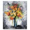 Tablou pictat manual, Vaza cu galbenele, stilizat, 60x50cm ulei pe panza in cutit efect 3D