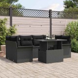 vidaXL Set de canapele pentru grădină cu pernă 7 pcs Negru Rattan poli