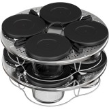 Set de 8 recipiente de sticla cu capac si suport Tefal XA6140E0, compatibile cu multicookerul Tefal Cook4me, seriile CY85xx, CY91xx, transparente