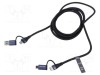 Cablu USB Vention 2.0, USB-A la Micro USB, USB-C, 1m, Negru